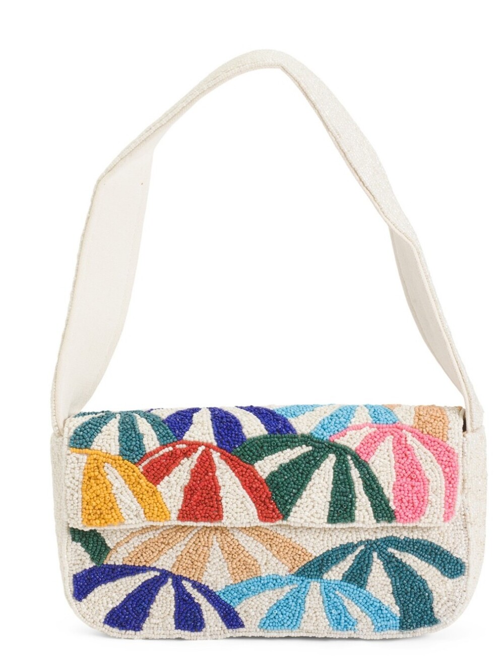 Viral Beaded Beach Umbrella Shoulder Bag Rainbow red blue pink green yellow